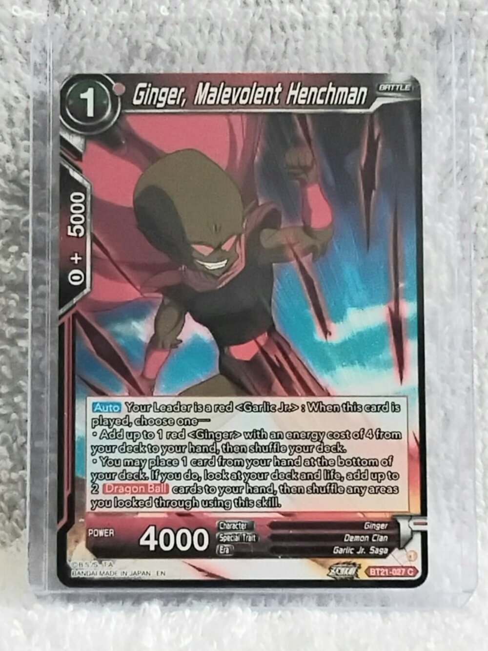 5/$20 Mint 2023 Ginger, Malevolent Henchman Dragon Ball Super C Card BT21_027!!